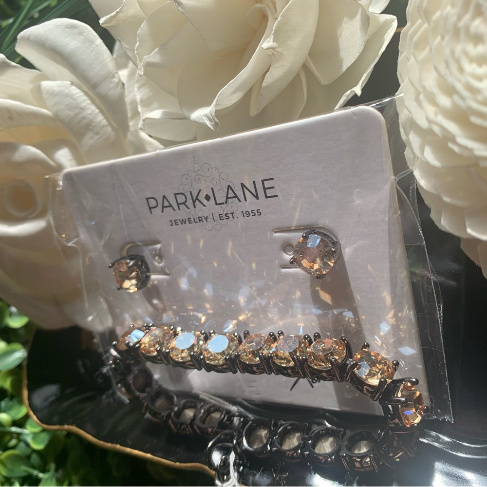 Park Lane “GLOW” Impression Bracelet & Earrings Golden stones SET in hematite. - Picture 5 of 14